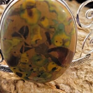 Jolie Jasper Cuff Bracelet, Sterling Silver with Unpolished Jasper Accent